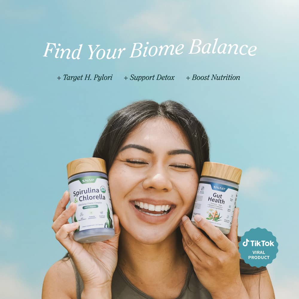 Snap Supplements Gut Health LipaseSupplement & Organic Spirulina ChlorellaBundle-Probiotic + Greens-SupportsDigestion, Detox, Energy & Immune Health, 50+ 120 Vegetarian Capsules (1 Month Supply)