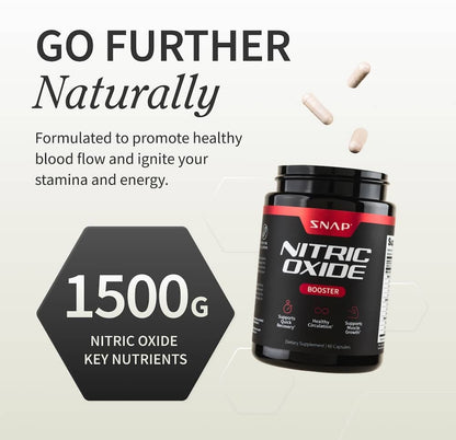 Snap Supplements Nitric Oxide Booster PreWorkout, Muscle Builder - LArginine, LCitrulline 1500mg Formula, Tribulus ExtractPanax Ginseng, Strength & Endurance (90Capsules)