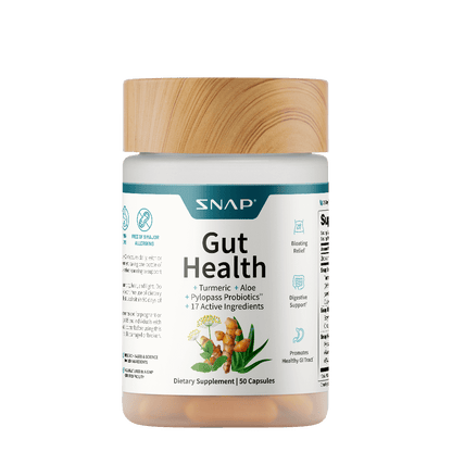 Snap Supplements Gut Health Lipase Supplement with Probiotics for Women & Men, Digestive Enzymes & Prebiotics - Turmeric, Aloe, Pylopass & Zinc, 50 Vegetarian Capsules