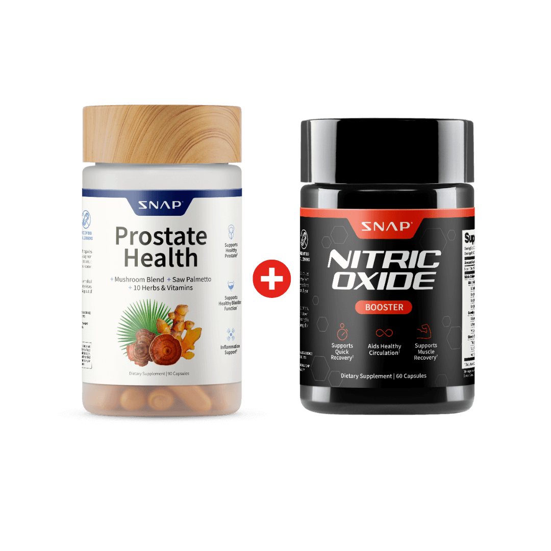 Snap Supplements Prostate HealthSupplements for Men + Nitric Oxide BoosterBundle - DHT Blocker, Saw Palmetto, StingingNettle, L-Arginine & L-Citrulline, 90 CapsulesEach