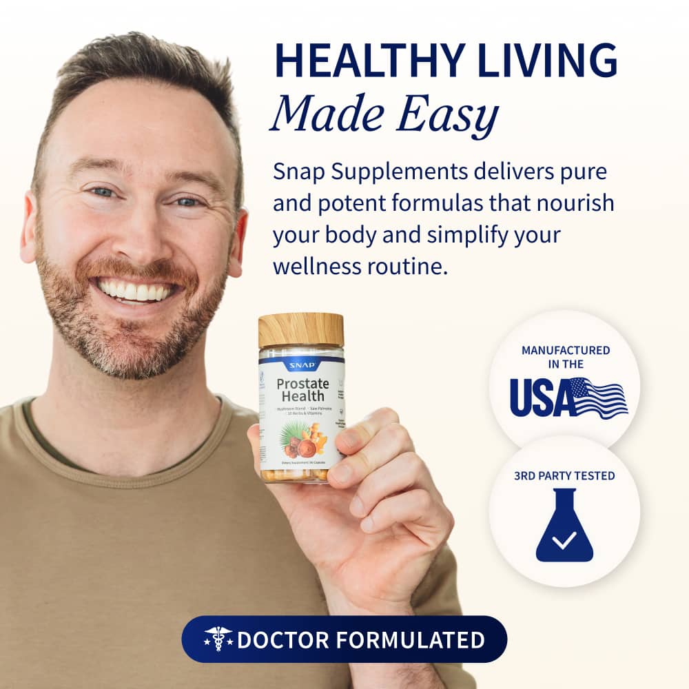 Snap Supplements Prostate HealthSupplement with Nettle Root & Saw Palmettofor Men, DHT Blocker - Helps Support MaleUrinary Tract and Prostate for Mens Health, 90Vegetarian Capsules (30-Day Supply)