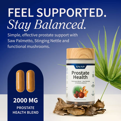 Snap Supplements Prostate HealthSupplement with Nettle Root & Saw Palmettofor Men, DHT Blocker - Helps Support MaleUrinary Tract and Prostate for Mens Health, 90Vegetarian Capsules (30-Day Supply)